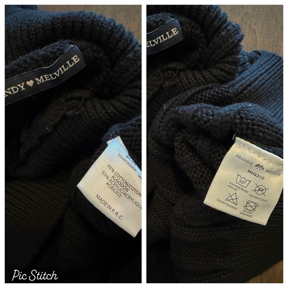Brandy‎ Melville Black Ribbed Turtleneck Cropped Sweater OS - Picture 7 of 7
